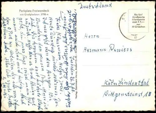 POSTKARTE GROSSGLOCKNER STRASSE FREIWANDECK VW KÄFER Kever Coccinelle Volkswagen Gletscher Auto cars voitures