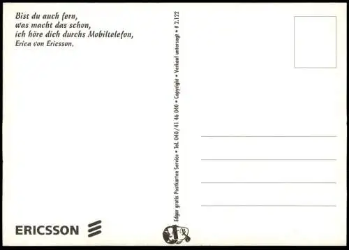 ÄLTERE POSTKARTE NIXE MEERJUNGFRAU ERICSSON HANDY Mobiltelefon mobile phone mermaid sirène Ansichtskarte AK cpa postcard