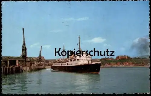ÄLTERE POSTKARTE CHANNEL STEAMER IN FOLKESTONE HARBOUR HAFEN PUERTO DAMPFER Schiff ship postcard cpa AK Ansichtskarte
