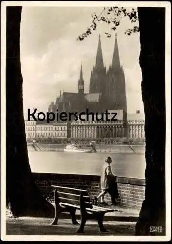 ALTE POSTKARTE KÖLN AM RHEIN KÖLNER STADTANSICHT RHEIN RHEINPROMENADE FRAU MÄDCHEN BAUM Ansichtskarte AK cpa postcard