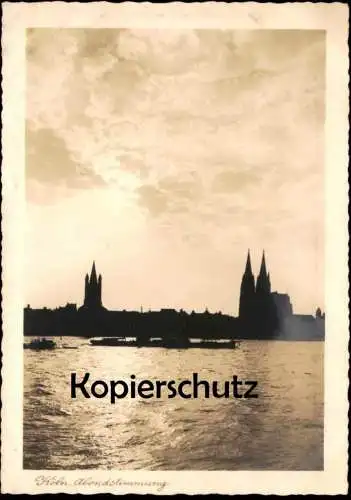ALTE POSTKARTE KÖLN AM RHEIN ABENDSTIMMUNG BLICK ZUM DOM ABEND ARLEPO KARTE Ansichtskarte AK cpa postcard
