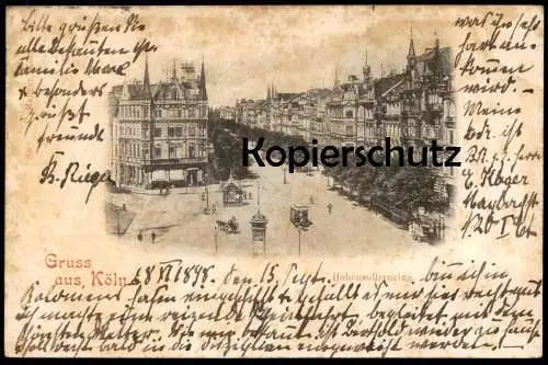 ALTE POSTKARTE GRUSS AUS KÖLN HOHENZOLLERNRING 1898 PFERDEBAHN Cöln Cologne Hohenzollern Ring Ansichtskarte AK postcard