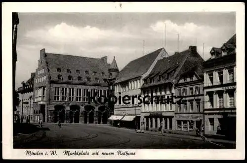 ÄLTERE POSTKARTE MINDEN MARKTPLATZ MIT NEUEM RATHAUS RESTAURANT DEUTSCHER KAISER Ansichtskarte AK cpa postcard