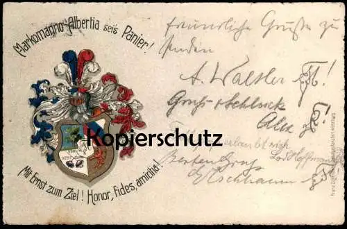 ALTE POSTKARTE FREIBURG TURNERSCHAFT MARKOMANNO ALBERTIA SEIS PANIER MIT ERNST ZUM ZIEL CORPS Studentika Couleurkarte