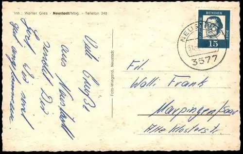 ÄLTERE POSTKARTE NEUSTADT MARBURG HOTEL DEUTSCHES HAUS INHABER WALTER GIES HESSEN Ansichtskarte AK cpa postcard