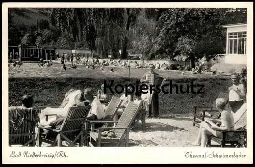 ALTE POSTKARTE BAD NIEDERBREISIG AM RHEIN THERMAL SCHWIMMBÄDER AKKORDEON SCHIFFERKLAVIER SCHWIMMBAD BAD FREIBAD BREISIG