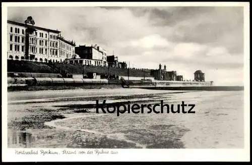 ALTE POSTKARTE NORDSEEBAD BORKUM STRAND VON DER BUHNE AUS BADESTRAND plage beach Ansichtskarte postcard
