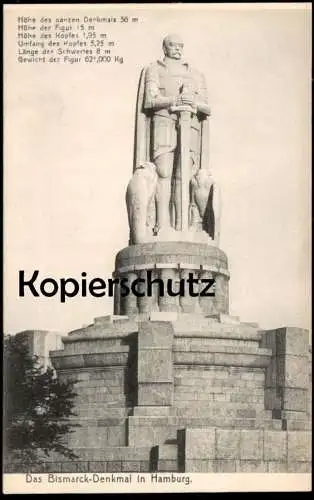 ALTE POSTKARTE HAMBURG DAS BISMARCK-DENKMAL HÖHE 36 METER SCHWERT 8 METER Bismarckdenkmal monument cpa postcard AK