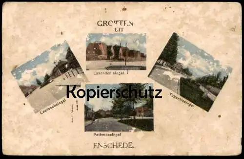 ALTE POSTKARTE GROETEN UIT ENSCHEDE PATHMOSSINGEL TUBANTIASINGEL LASONDER SINGEL LAARESCHSINGEL Ansichtskarte postcard