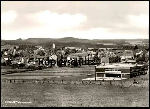 ÄLTERE POSTKARTE DIERDORF WESTERWALD PANORAMA BUCHHANDLUNG EMIL KAULBACH INH. H. FUNKEN Rheinland-Pfalz Ansichtskarte AK