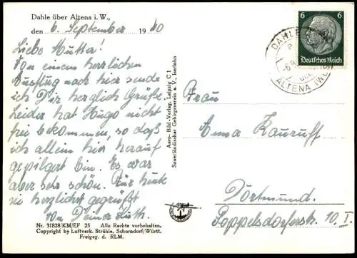 ALTE POSTKARTE S. G. V. KOHLBERGHAUS BEI DAHLE 1940 ORIGINAL FLIEGERAUFNAHME ALTENA WESTFALEN Ansichtskarte postcard