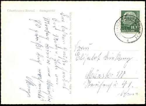 ÄLTERE POSTKARTE OBERHAUSEN AMTSGERICHT BUS STRASSENBAHN Gericht court justice tribunal AK Ansichtskarte cpa postcard