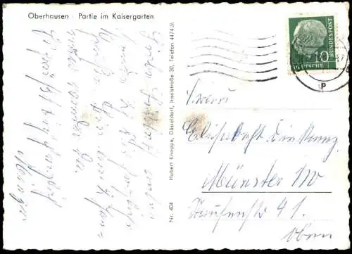 ÄLTERE POSTKARTE OBERHAUSEN PARTIE IM KAISERGARTEN SCHLOSS OBERHAUSEN TEICH JÄGERZAUN AK Ansichtskarte cpa postcard