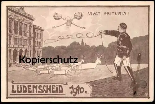 ALTE POSTKARTE LÜDENSCHEID VIVAT ABITURIA 1910 ABITUR LASSO BIER STUDENTIKA STUDENTICA ZIRKUS CIRCUS CIRQUE cpa postcard