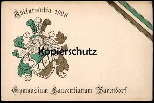 ALTE POSTKARTE WARENDORF GYMNASIUM LAURENTIANUM ABITURIENTIA 1928 Abitur Abi Studentica Studentika Couleurkarte