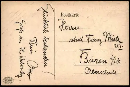 ALTE POSTKARTE WARENDORF GYMNASIUM LAURENTIANUM ABITURIENTIA 1928 Abitur Abi Studentica Studentika Couleurkarte