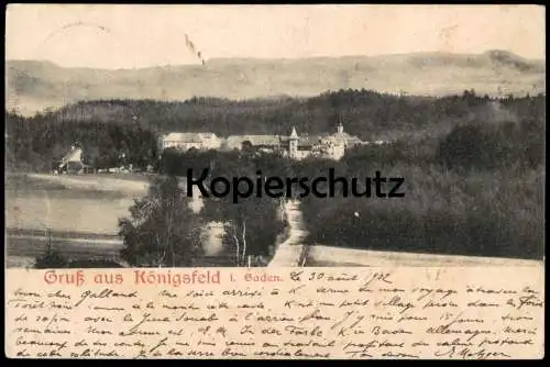 ALTE POSTKARTE GRUSS AUS KÖNIGSFELD IN BADEN SCHWARZWALD PANORAMA black forest foret-noire cpa postcard Ansichtskarte