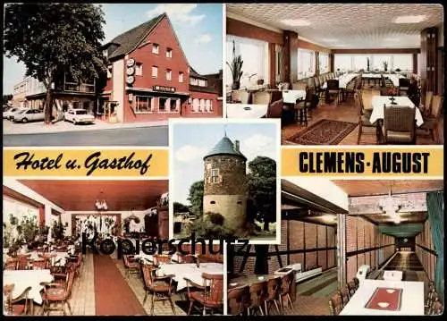 ÄLTERE POSTKARTE DAVENSBERG HOTEL CLEMENS AUGUST STATTMANN THEKENRAUM KEGELBAHN VOGELSCHIESSSTAND Ansichtskarte AK cpa