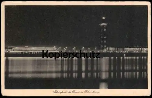 ALTE POSTKARTE KÖLN RHEINFRONT DER PRESSA IN BELEUCHTUNG Nacht night skyline Ansichtskarte AK cpa postcard