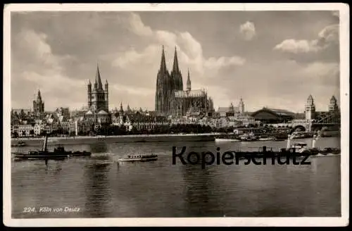 ALTE POSTKARTE KÖLN VON DEUTZ DAMPFER FRACHTSCHIFF KANNENGIESSER RHEINGOLD SERIE NR. 224 Schiff ship AK postcard