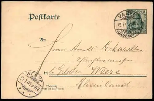 ALTE KÜNSTLER POSTKARTE AUSFLUG IN WILHELMSHAVEN ZEICHNUNG KUTSCHE STEMPEL VAREL Ansichtskarte AK postcard cpa