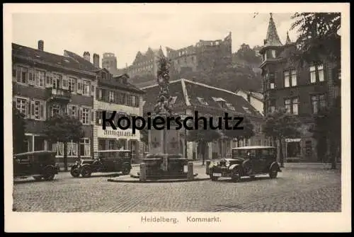 ALTE POSTKARTE HEIDELBERG KORNMARKT ADLER STANDARD 6 AUTOS AUTO OLDTIMER car cars Ansichtskarte AK cpa postcard