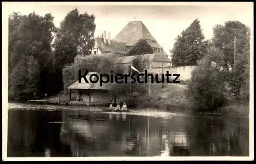 ÄLTERE POSTKARTE GRILLENBURG ELSA-FENSKE-HEIM HARTHA THARANDT DREI FRAUEN IM RUDERBOOT Sachsen Ansichtskarte AK postcard