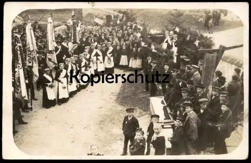 ALTE FOTO POSTKARTE BAYERN BRAUCHTUMSFEST SCHÜTZENFEST FAHNE GEWIDMET DEM PATENVEREIN HOHEN- & NIEDERALTHEIM DONAU-RIES