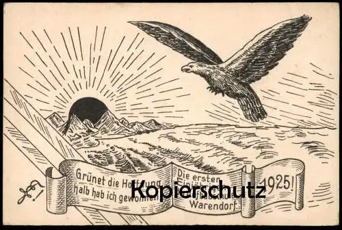 ALTE POSTKARTE WARENDORF DIE ERSTEN EINJÄHRIGE AUFBAUSCHULE 1925 HOFFNUNG ADLER Abschluss Studentica Couleurkarte