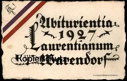 ALTE POSTKARTE WARENDORF GYMNASIUM LAURENTIANUM ABITURIENTIA 1927 Abitur Abi Studentica Studentika Couleurkarte