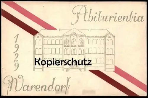 ALTE POSTKARTE WARENDORF ABITURIENTIA 1929 GYMNASIUM Abitur Abi Studentica Studentika Couleurkarte Georg Hagedorn AK cpa