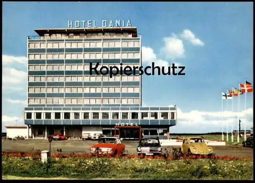 ÄLTERE POSTKARTE INSEL FEHMARN PUTTGARDEN HOTEL DANIA AN DER VOGELFLUGLINIE DEUTSCHLAND - DÄNEMARK VW KÄFER AK postcard