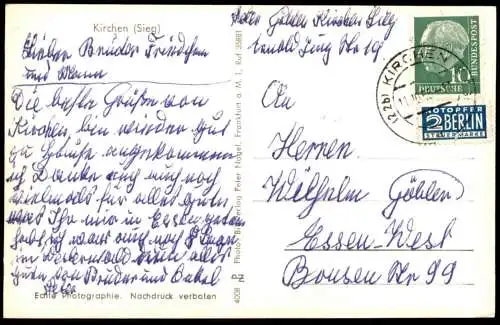 ÄLTERE POSTKARTE KIRCHEN AN DER SIEG PANORAMA GESAMTANSICHT TOTALANSICHT Ansichtskarte AK cpa postcard