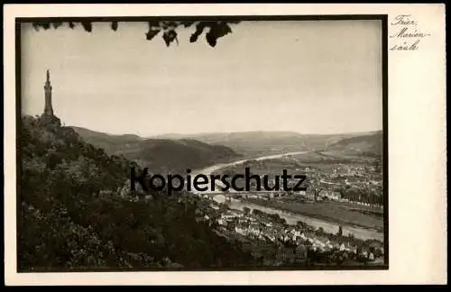 ALTE POSTKARTE TRIER STADTBLICK MIT MARIENSÄULE UND MOSELLAUF Mosel Ansichtskarte postcard cpa AK