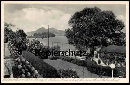 ALTE POSTKARTE ROLANDSECK BLICK VON DER TERRASSE HOTEL RHEINGOLD-BELLEVUE AUF SIEBENGEBIRGE Ansichtskarte cpa postcard