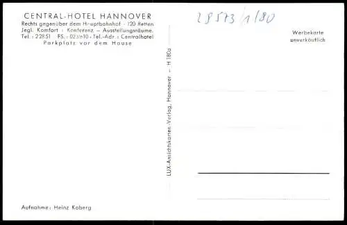 ALTE POSTKARTE HANNOVER CENTRAL-HOTEL Centralhotel Ansichtskarte AK postcard cpa