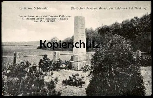 ALTE POSTKARTE GRUSS AUS SCHLESWIG DÄNISCHES KRIEGERGRAB AUF DER FELDMARK BEI NEUKRUG DANSK Ansichtskarte cpa postcard