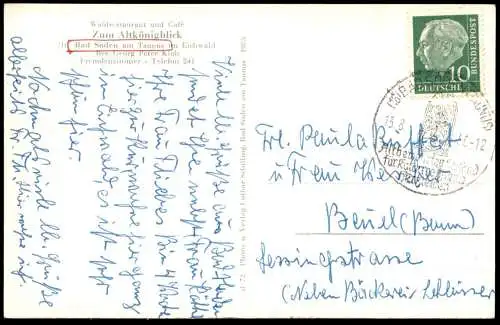 ALTE POSTKARTE BAD SODEN AM TAUNUS IM EICHWALD WALDRESTAURANT UND CAFÉ ZUM ALTKÖNIGBLICK KLOH AK Ansichtskarte postcard