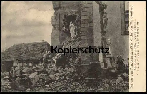 ALTE POSTKARTE OBERBURNHAUPT DIE VON FRANZOSEN ZERSTÖRTE KIRCHE 1915 BURNHAUPT-LE-HAUT guere cpa postcard Ansichtskarte