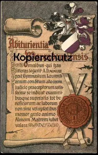 ALTE POSTKARTE WARENDORF ABITURIENTIA WARENDORPIENSIS 1923 LATEIN ABITUR COULEURKARTE STUDENTIKA KRIMPHOVE Ansichtskarte