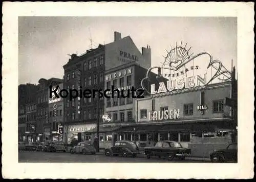 ALTE POSTKARTE HAMBURG ST. PAULI REEPERBAHN KAFFEEHAUS LAUSEN BILL ALRAUN REKLAME TEMPO TASCHENTÜCHER ASTRA BIER AK cpa