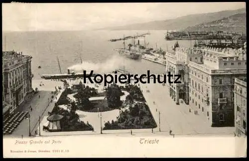 ALTE POSTKARTE TRIESTE PIAZZA GRANDE COL PORTO HAFEN TRIEST Schiff Dampfer Ansichtskarte AK postcard cpa