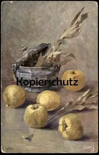 ALTE KÜNSTLER POSTKARTE BLUMEN UND FRÜCHTE C. GÖBL ÄPFEL RAPHAEL TUCK OILETTE Tucks Ansichtskarte AK cpa postcard