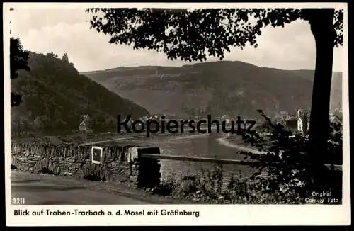 ALTE POSTKARTE TRABEN-TRARBACH AN DER MOSEL 1941 LANDSTRASSE RUINE GRÄFINBURG PANORAMA Ansichtskarte AK postcard cpa