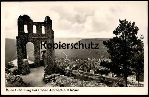 ALTE POSTKARTE TRABEN-TRARBACH AN DER MOSEL 1939 RUINE GRÄFINBURG PANORAMA Ansichtskarte AK postcard cpa