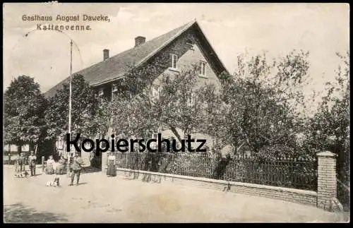 ALTE POSTKARTE KATTENVENNE GASTHAUS AUGUST DAWEKE JÄGER MIT HUND ? LIENEN IN WESTFALEN Ansichtskarte AK cpa postcard