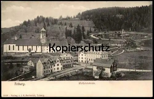 ALTE POSTKARTE TRIBERG WALLFAHRTSKIRCHE KIRCHE PANORAMA SCHWARZWALD TEICH AK Ansichtskarte cpa postcard