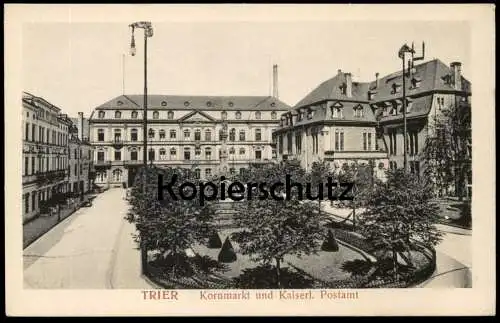 ALTE POSTKARTE TRIER KORNMARKT UND KAISERLICHES POSTAMT POST Ansichtskarte postcard cpa AK