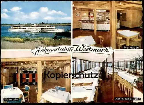 ÄLTERE POSTKARTE FAHRGASTSCHIFF WESTMARK DUISBURG RUHRORTER PERSONEN SCHIFFAHRT ACHTERDECK-SALON BIERKLAUSE Schiff ship