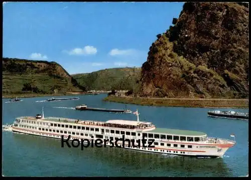 ÄLTERE POSTKARTE KABINENSCHIFF M.S. DEUTSCHLAND KÖLN-DÜSSELDORFER RHEIN DAMPFER HÖHE LORELEY Ansichtskarte cpa postcard